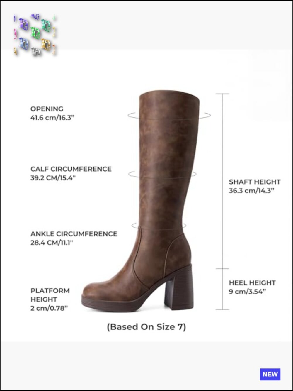 Knee High Chunky Heeled Platform Boots Square Toe Side Zipper Women's Tall Boots - Picture 6 of 7